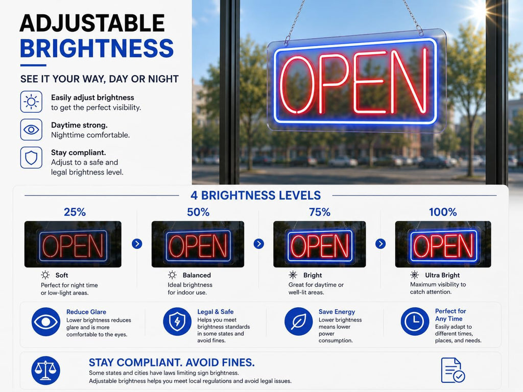 Neon Open Sign for Business, 17 x 9 Inch USB Powered LED Open Sign, with Remote Control and Countdown Timer Neon Open