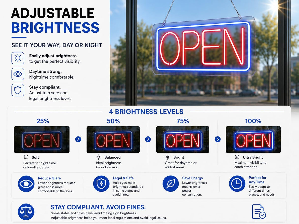 Neon Open Sign for Business, 17 x 9 Inch USB Powered LED Open Sign, with Remote Control and Countdown Timer Neon Open