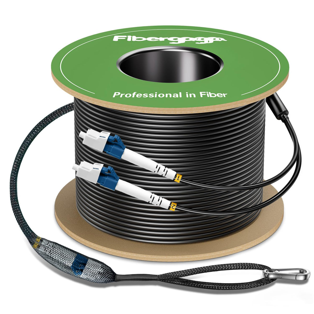 Outdoor LC to LC OS2 Fiber Patch Cable Singlemode TPU, 50M(165ft)
