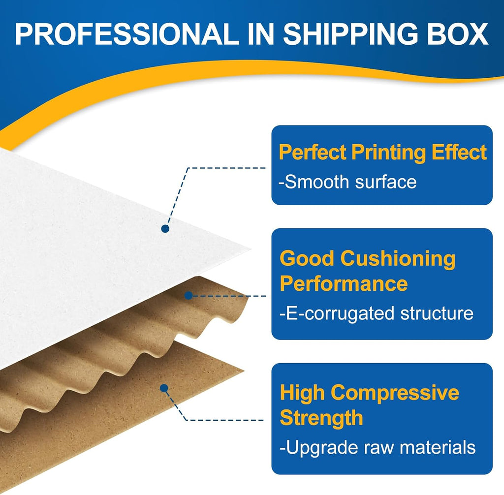Small Packaging Boxes 25 Pack 7x5x2 Inches- White Cardboard Shipping Boxes, Corrugated Mailer Boxes for Small