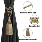 2 Pack Tassel Curtain Tiebacks Handmade Holdbacks (Gold)
