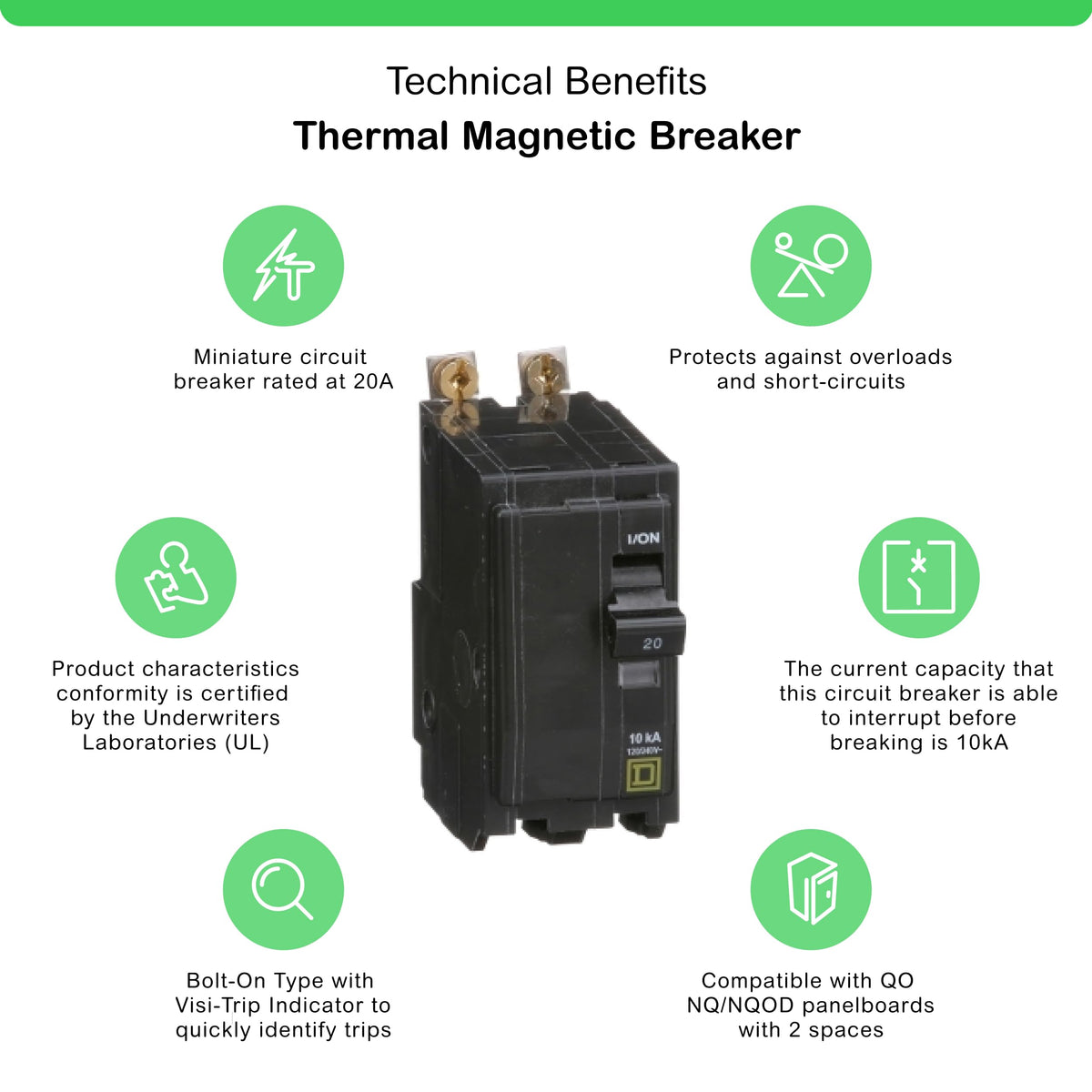 Square D - QOB220CP Circuit Breaker, Black