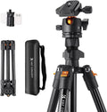 64 inch/163cm Lightweight Aluminum Travel Camera Tripod | Compact and Portable, 360° Ball Head, Load Capacity
