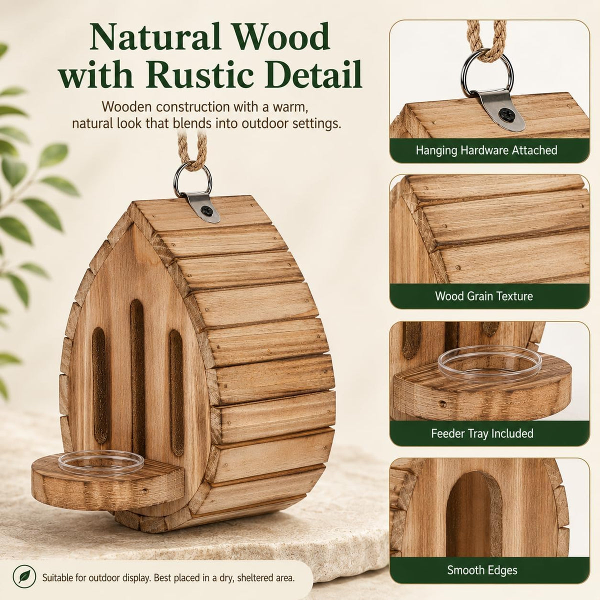 Wooden Butterfly House and Feeder for Outdoors, Natural Butterfly Habitat Nesting Box, Hanging Bug Hotel Garden