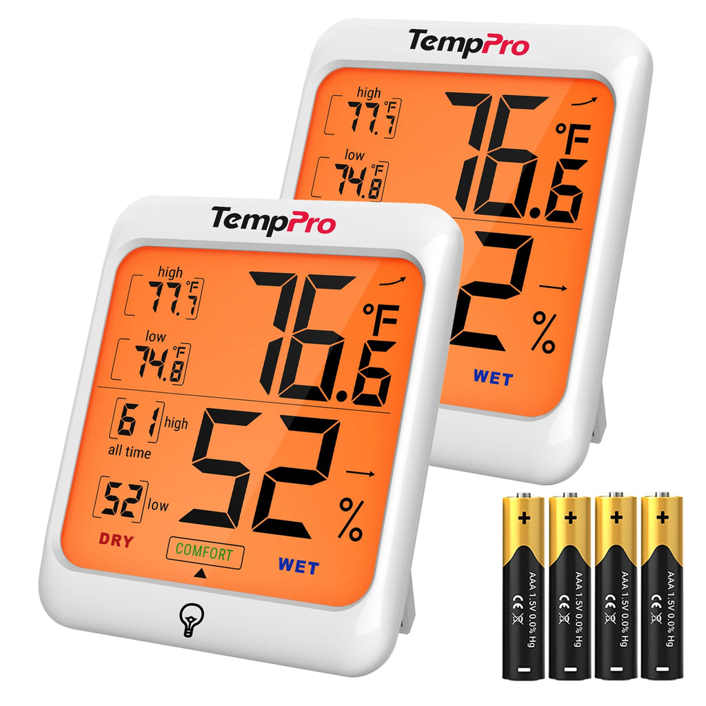 TempPro TempAir 2 Pack Digital Hygrometer Indoor Thermometer for Home