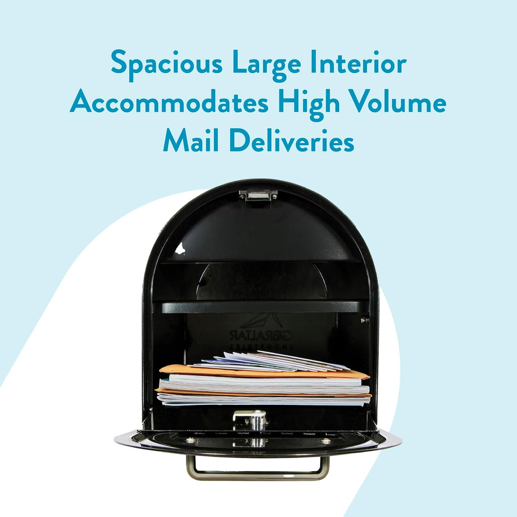 Reliant Locking Post Mount Mailbox, Black, Large | Galvanized steel build with concealed secure lock and key and a