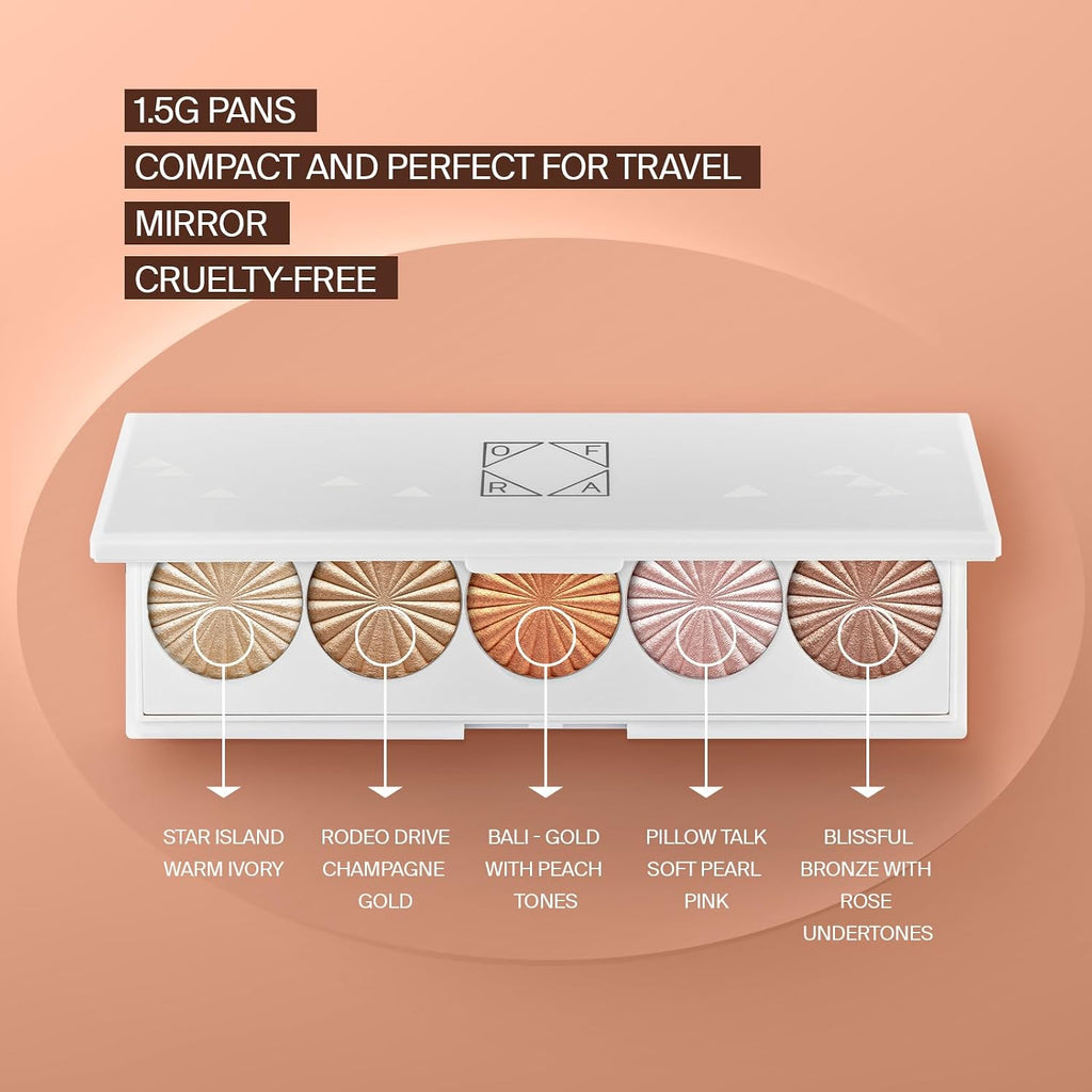Signature Palette - #OFRAglow | Highlighter Palette with 5 Shades for a Radiant Look | Travel-Friendly Makeup Palette