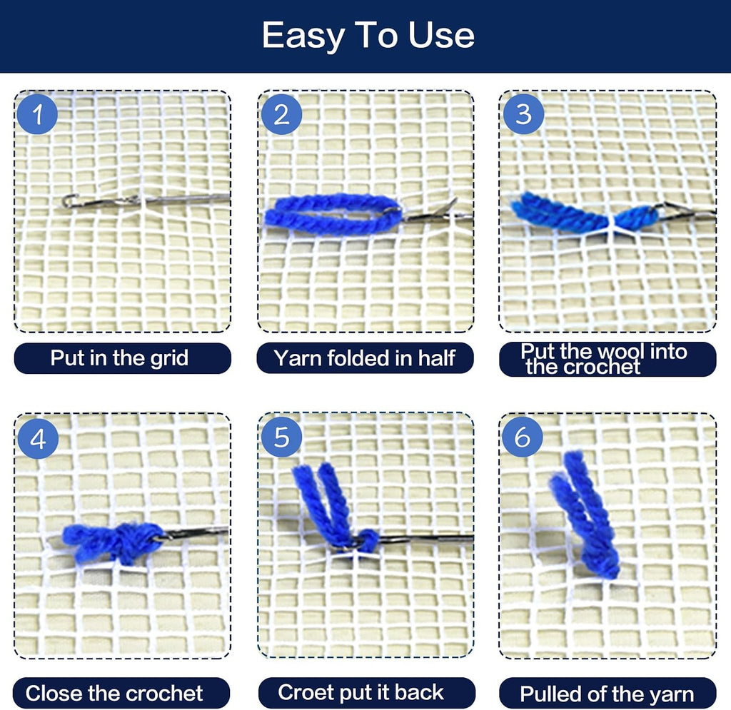 Latch Hook Kits DIY Crochet Yarn Kits,Cross Carpet Embroidery Hook Rug Kit Needlework Sets Cushion for Adults Home