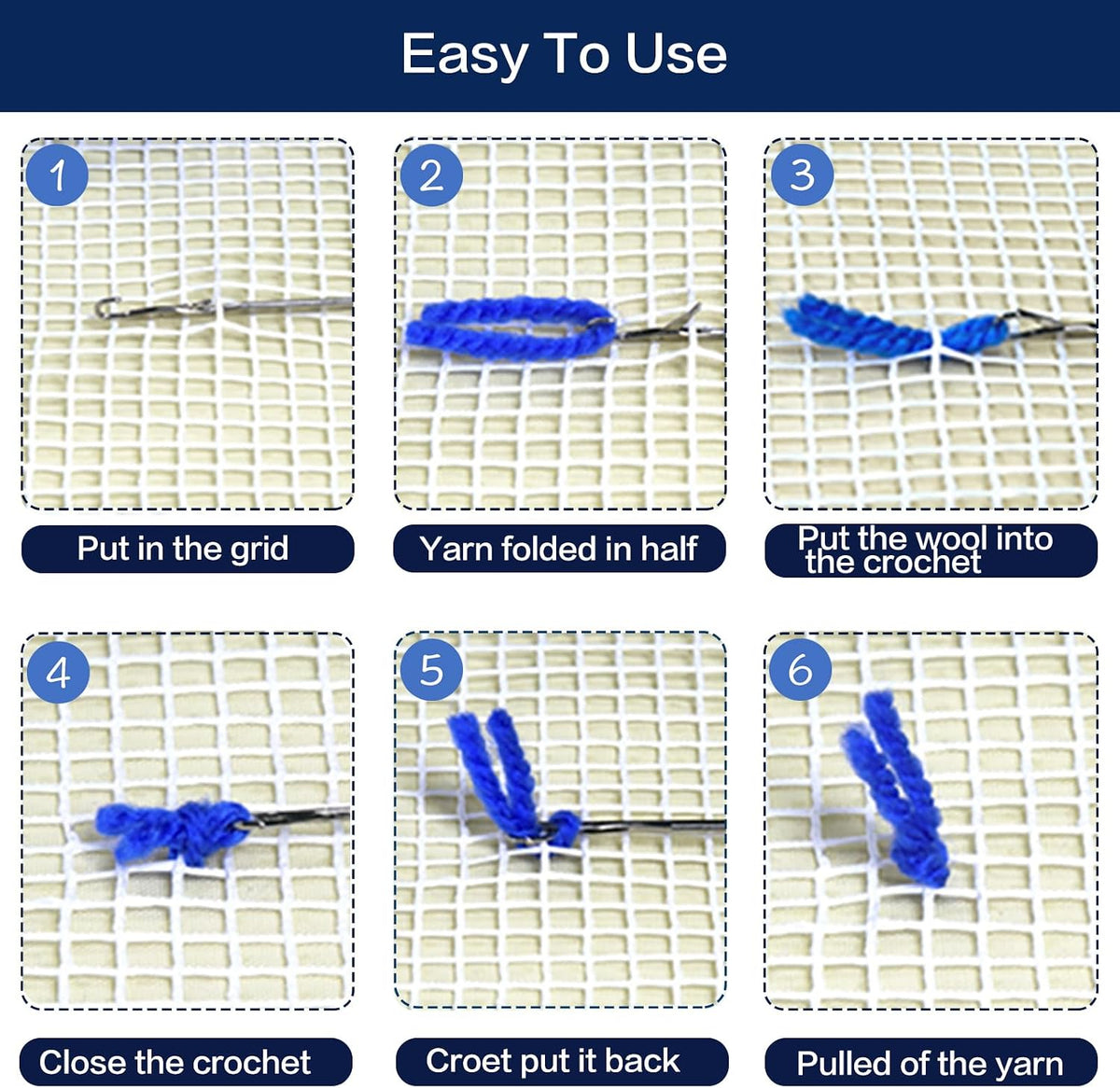 Latch Hook Kits DIY Crochet Yarn Kits,Cross Carpet Embroidery Hook Rug Kit Needlework Sets Cushion for Adults Home