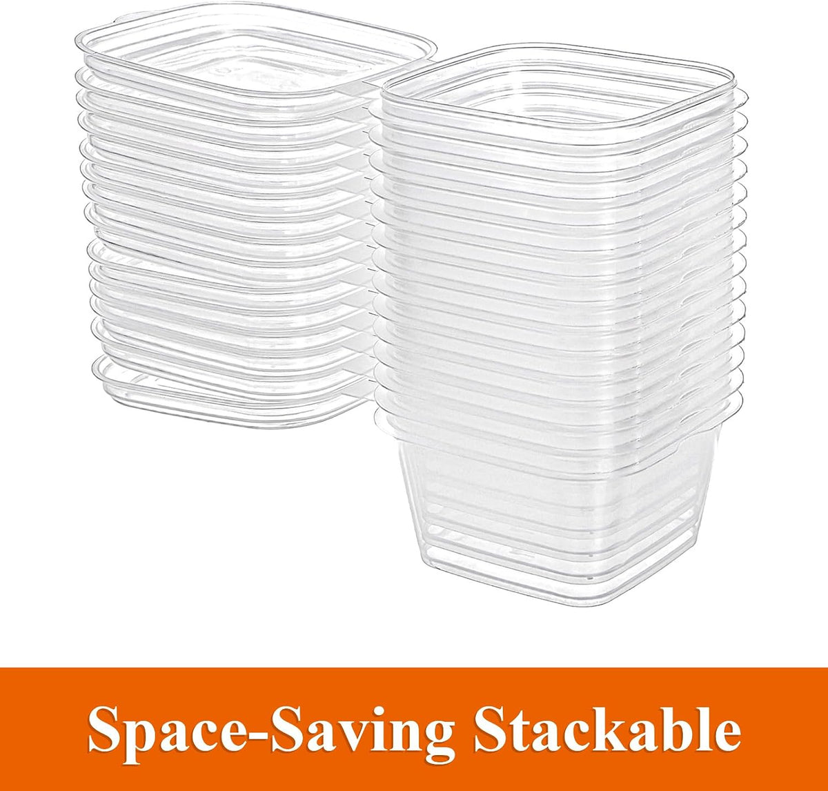 300 Pieces 1 oz Square Containers with Hinged Lids, Disposable Dipping Sauce Cups Small Plastic Condiment Cup, Leak