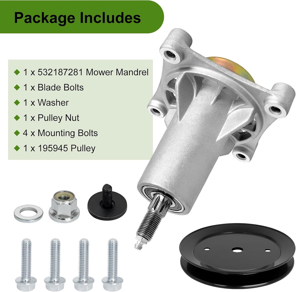 187292 Spindle Assembly with 195945 Pulley, Fit for Hu sqvarna/Craftsman 42" 46" 48" 54" Mower Deck, Mandrel Spindle