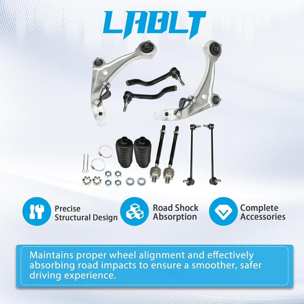 LABLT K620196 8pc Front Control Arms Ball Joints Suspension Kit Replacement for 2007-2012 Nissan Altima