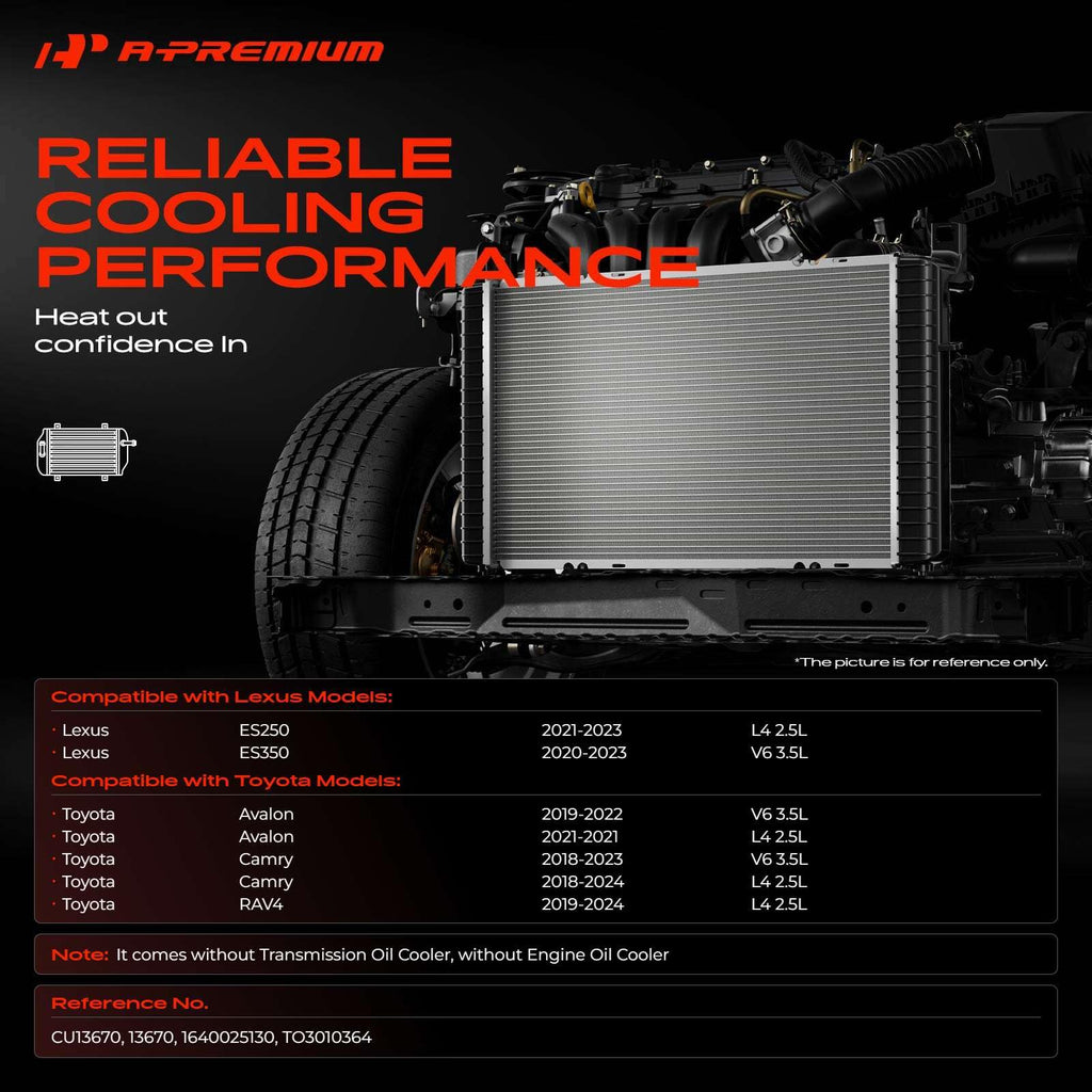 A-Premium Engine Coolant Radiator Assembly Compatible with Toyota