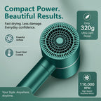 Foldable Ionic Hair Dryer with Diffuser, 1875W Green