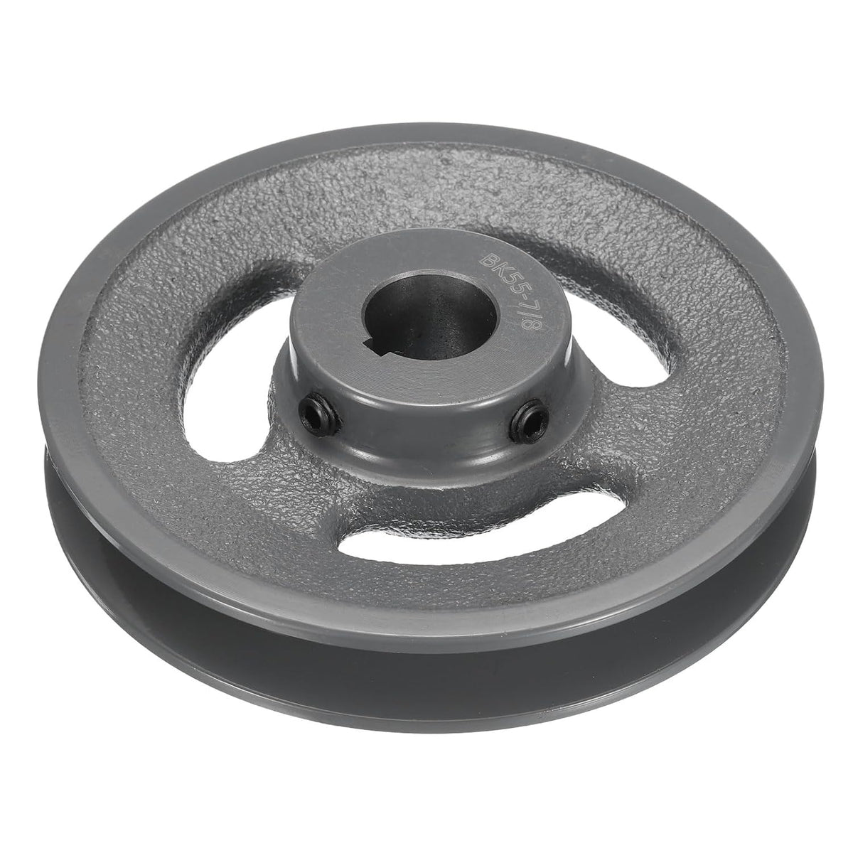 uxcell BK55-7/8 V-Belt Sheave 7/8"Bore 5.25"OD Single Groove Web Sheave Bored-to-Size Sheave, Cast Iron, Belt Section for 3L or B Belt