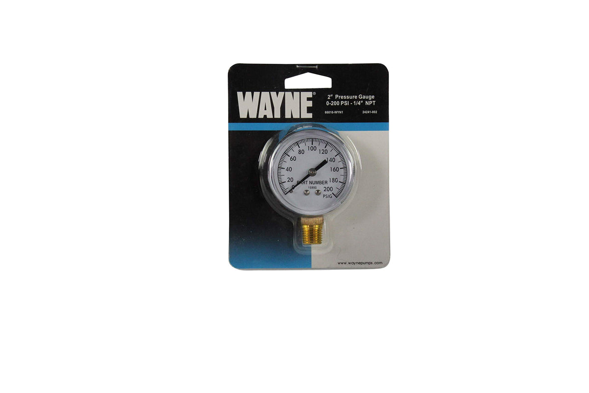 Wayne 2" Diameter, 0-200 PSI, 1/4" Bottom