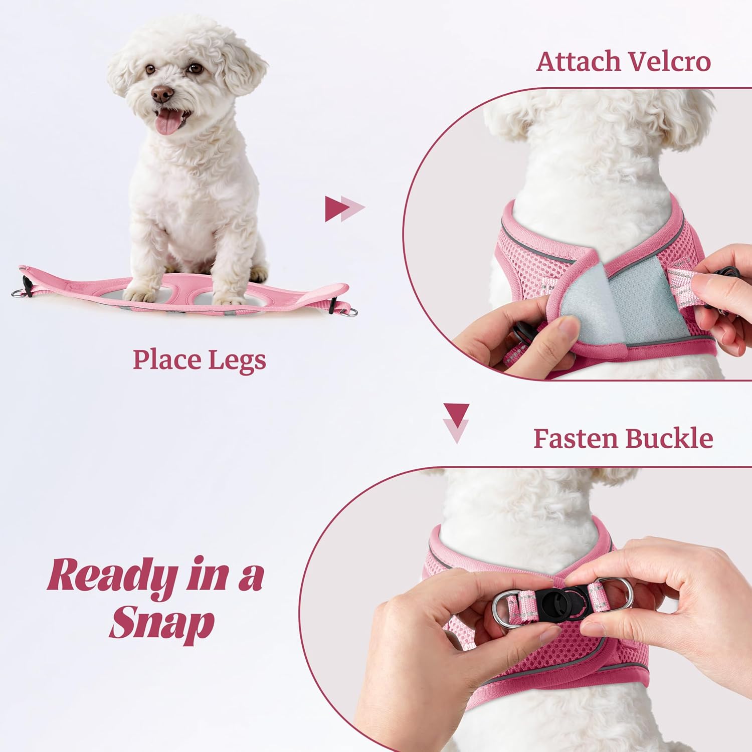 Dog Harness and Leash Set, No Pull Soft Mesh Pet Harness, Reflective Adjustable Puppy Vest for Small Medium Large