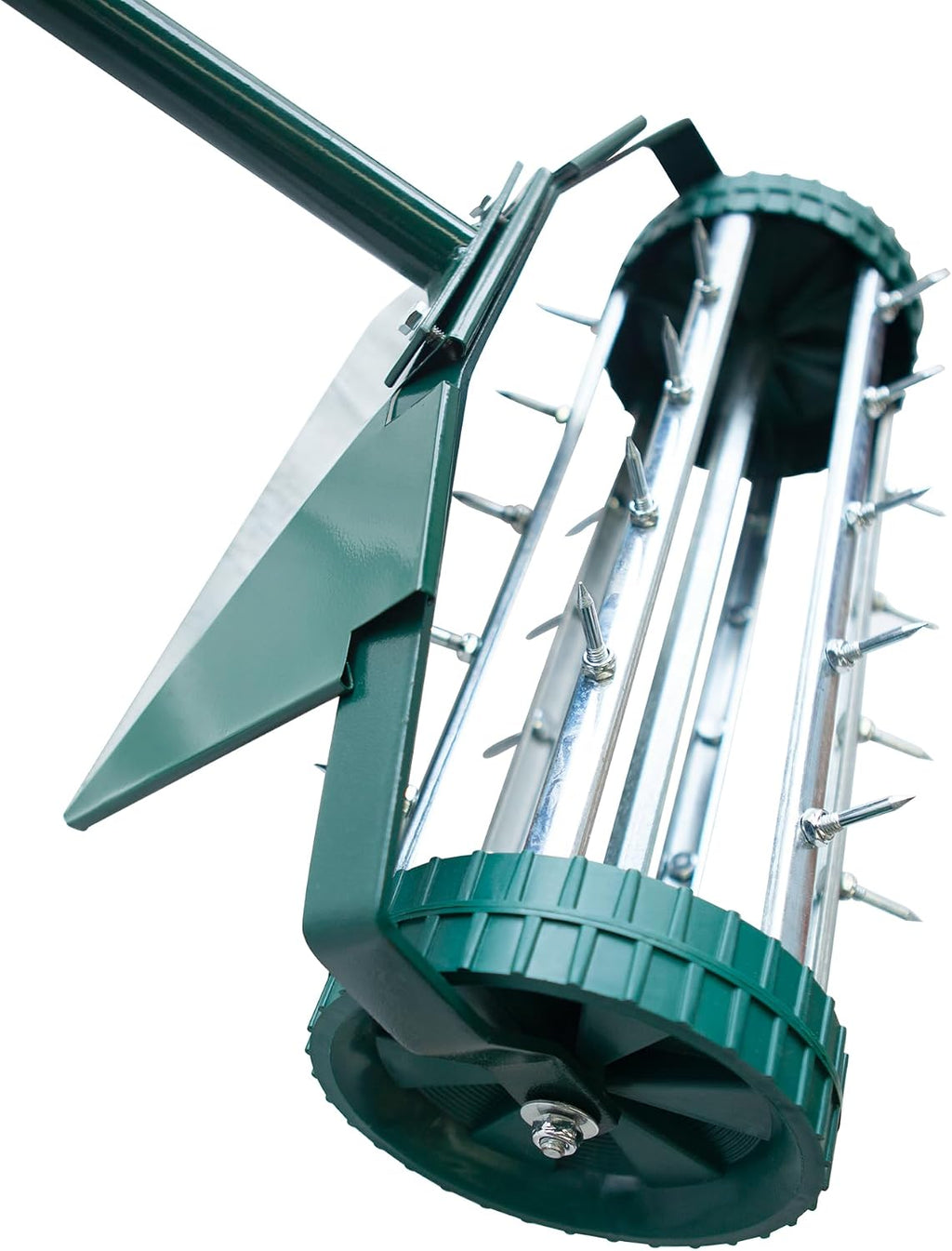 18-Inch Heavy-Duty Rotary Spike Lawn Aerator for Garden & Yard, w/Mud Guard