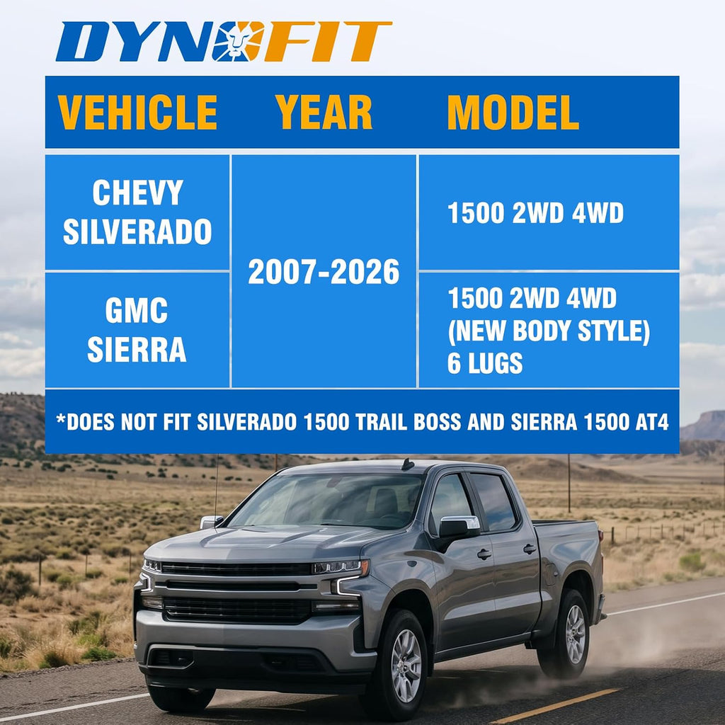 Dynofit 3 Inch Leveling Lift Kit, Front Strut Spacers for Silverado 1500 Sierra 1500,Compatible with 2007-2026 GMC Sierra & Chevy Silverado 1500 2WD/4WD, Heavy Duty Forged Aluminum Suspension Kit