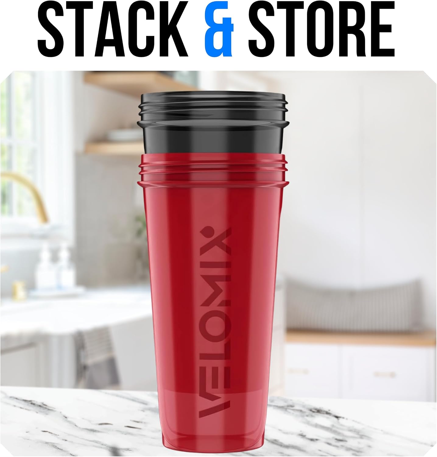 2 Pack 28oz Protein Shaker Bottle for Protein Mixes, Red/Black | 2x Wire Whisk, Leak Proof Shaker Cups for Protein