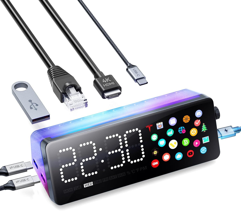 Laptop Docking Station, 7-in-1 USB C Docking Station with Screen, Multiple Built-in Apps, USB C Dock with HDMI