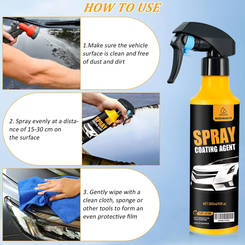 Car Coating Spray Kit, Nano Hydrophobic Ceramic Coating, Easy-to-Spray Auto Paint Protection, Includes Microfiber