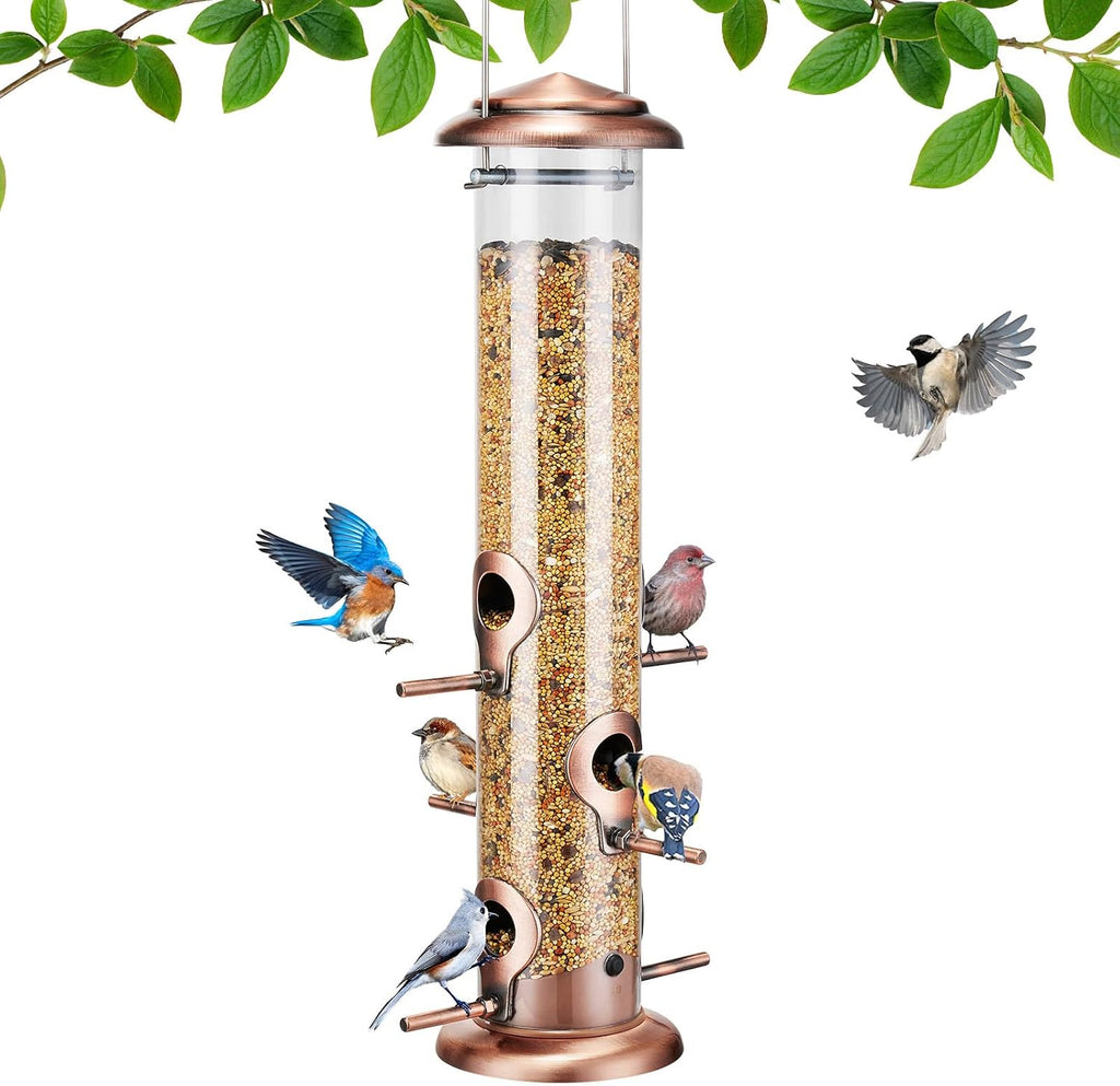 15" Metal Tube Bird Feeders for Outdoors Hanging