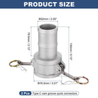 Kozelo 2Pcs Aluminum Type C 2" x 2" Cam Lock Hose Fitting