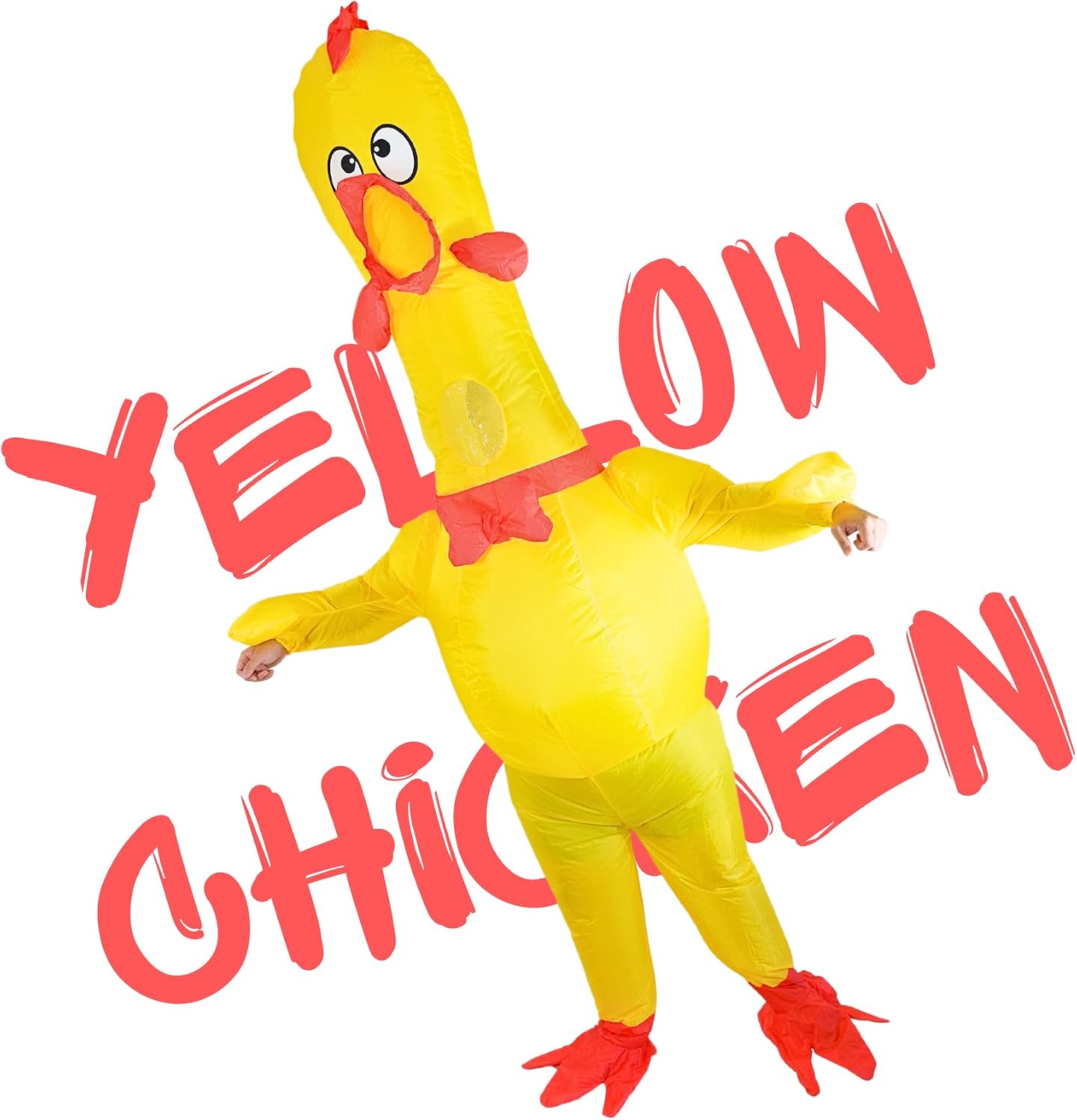 Inflatable Costume Adult, Blow Up Yellow Chicken Costume for Halloween Inflatables Cosplay Party