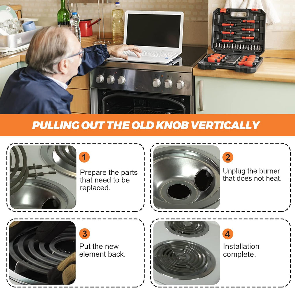 2026 Upgraded WB30M1 6" Electric Stove Burner by Beaquicy - Replacement for GE Hotpoint Kenmore Electric Range Stove - Replaces ERS30M1-5 Turns Stove Burner Coil