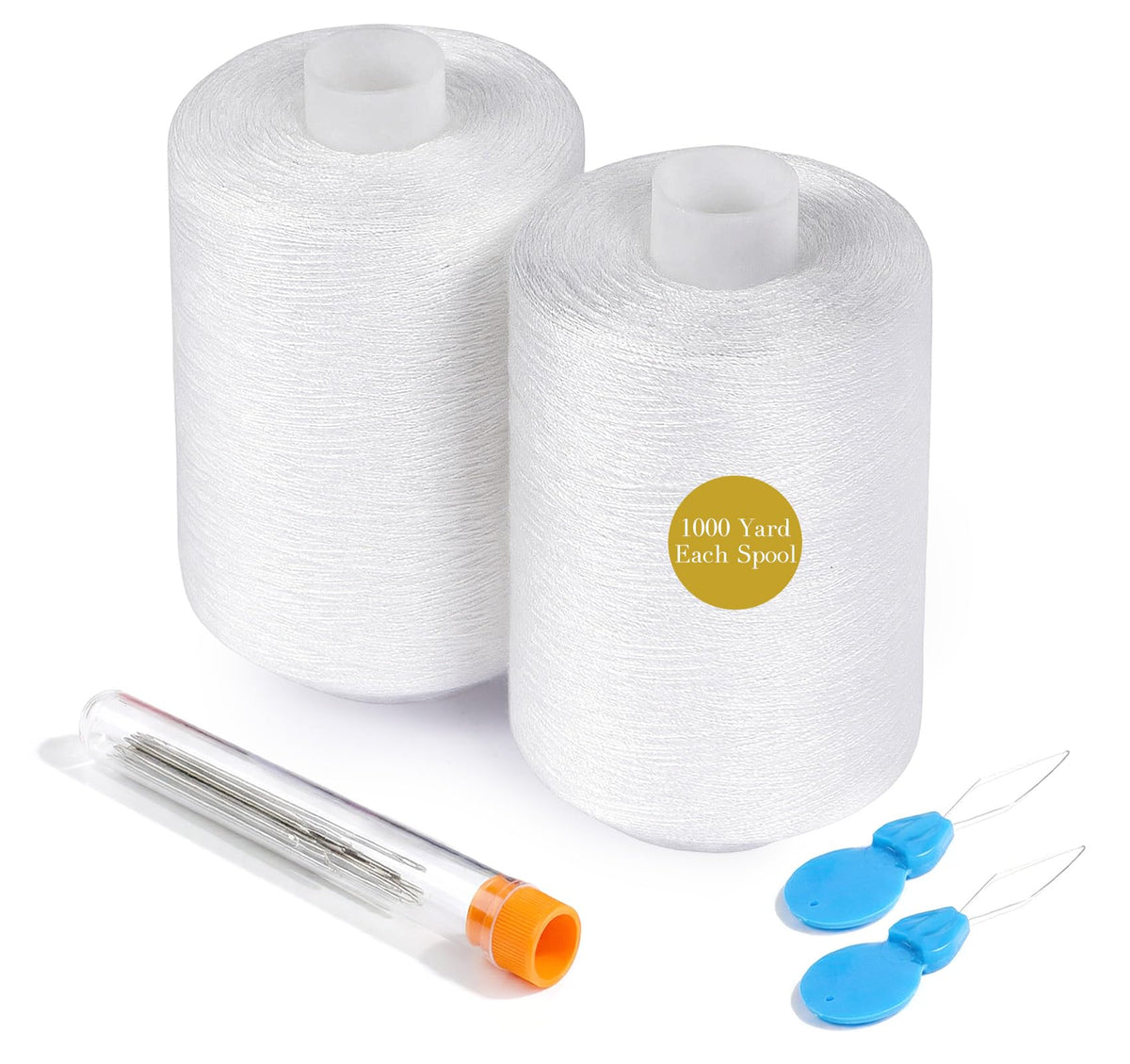 2pcs White Thread for Sewing- 1000 Yard Each Spool