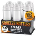 6-Pack Inverted Condiment Squeeze Bottles for Sauces 16 oz, Squirt Bottles