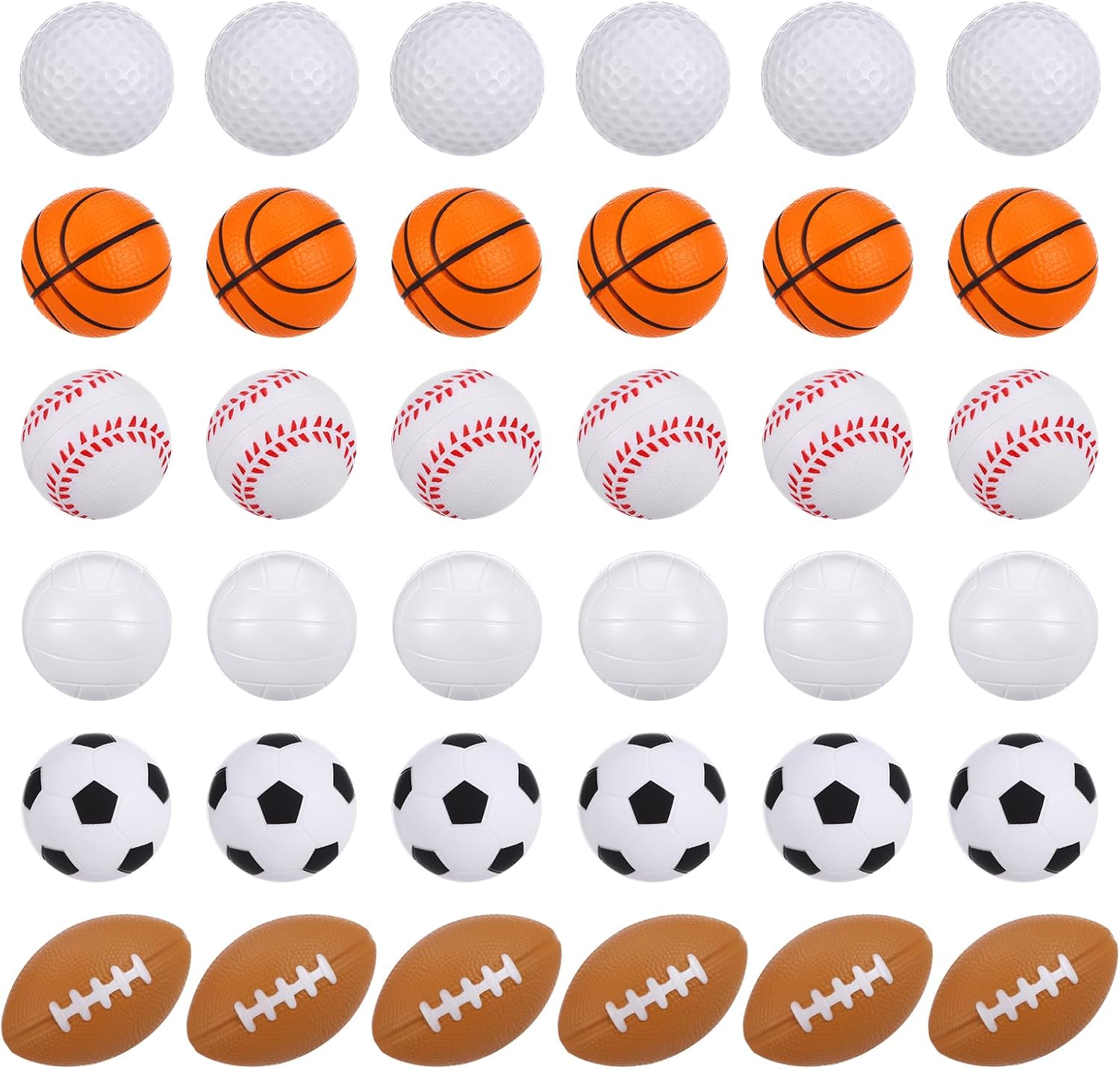 Mini Foam Sports Balls 24 Pack Mini Baseball Football Basketball Soccer Rugby Volleyball Golf Small Foam Squeeze
