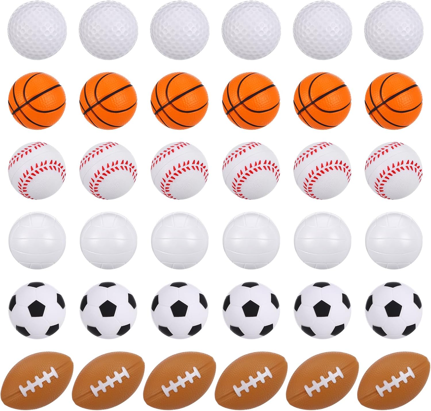 Mini Foam Sports Balls 24 Pack Mini Baseball Football Basketball Soccer Rugby Volleyball Golf Small Foam Squeeze