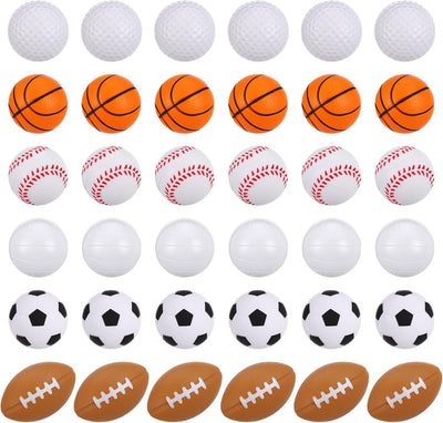 Mini Foam Sports Balls 24 Pack Mini Baseball Football Basketball Soccer Rugby Volleyball Golf Small Foam Squeeze