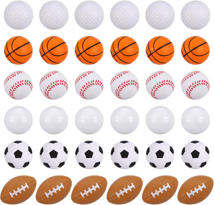 Mini Foam Sports Balls 24 Pack Mini Baseball Football Basketball Soccer Rugby Volleyball Golf Small Foam Squeeze