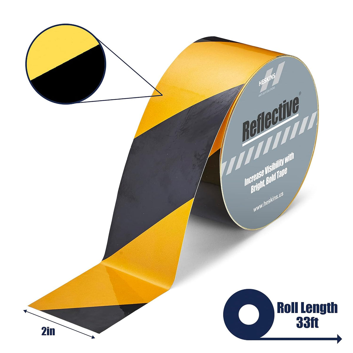 Reflective Tape Black/Yellow 2"x 10yds