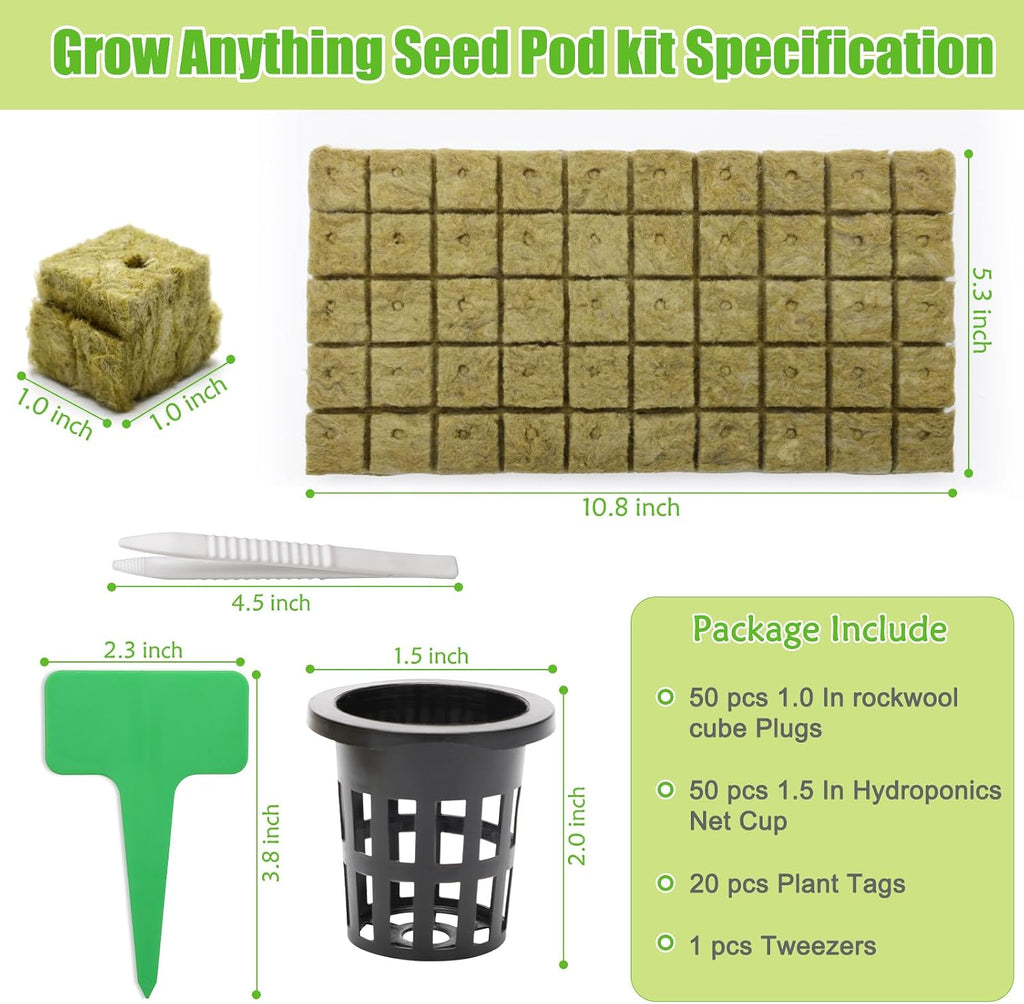 120Pcs Rockwool Planting Cubes Set 1 Inch, Rock Wool Seed Starter Cubes Set for Rooting Starting Seeds Include 50P