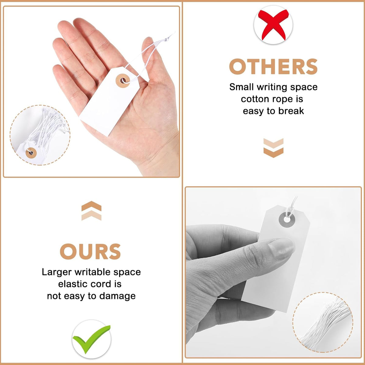 100 Pack Gift Tags with String 2.75'' x1.37'' White Price Tags
