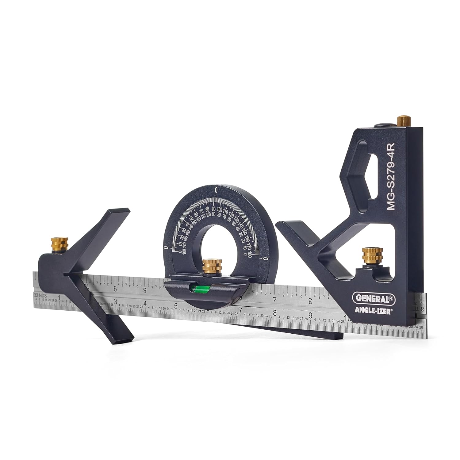 MG-S279-4R Aluminum Combination Square - Square, Ruler, Protractor, and Centering Gauge All-in-One Measurement