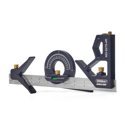 MG-S279-4R Aluminum Combination Square - Square, Ruler, Protractor, and Centering Gauge All-in-One Measurement