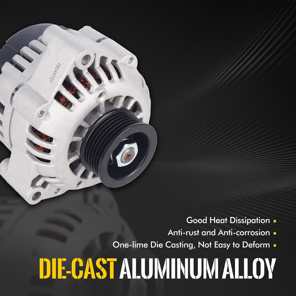 KUSATEC 19244727 Alternator, 12V 105A 6-Groove Pulley CW, Fit for Cadillac