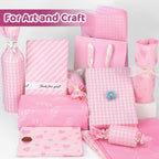 100 Pcs Pink Tissue Paper,5 Designs 14"X20" Tissue Paper Bulk