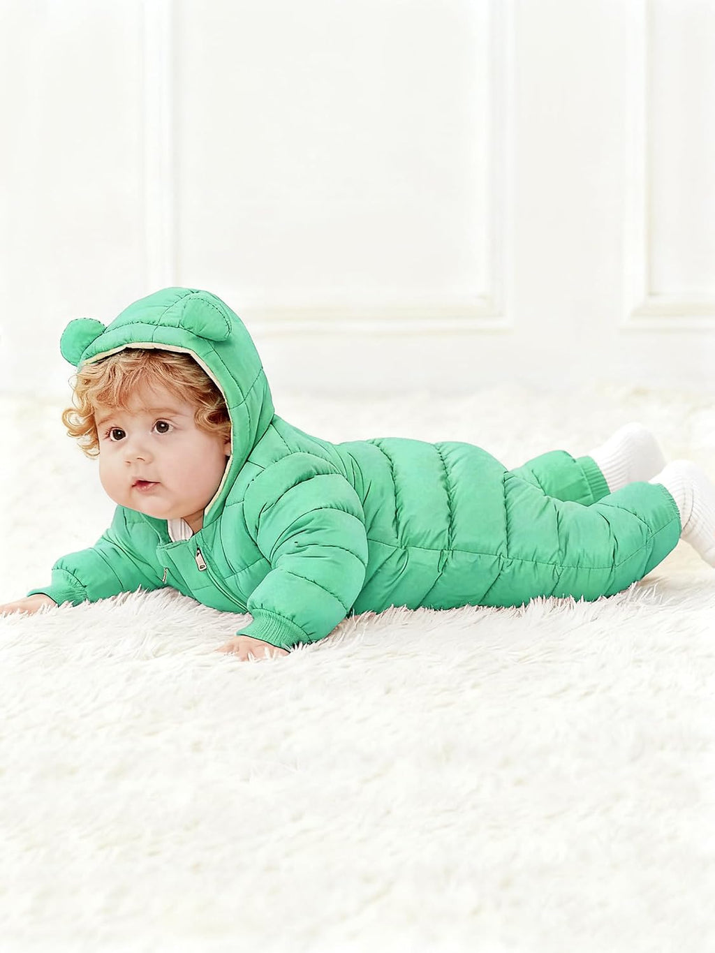 Baby Snowsuit Toddler Girl Clothes Cute Hooded Double Zipper Boys Winter Coat Unisex Romper for Infant