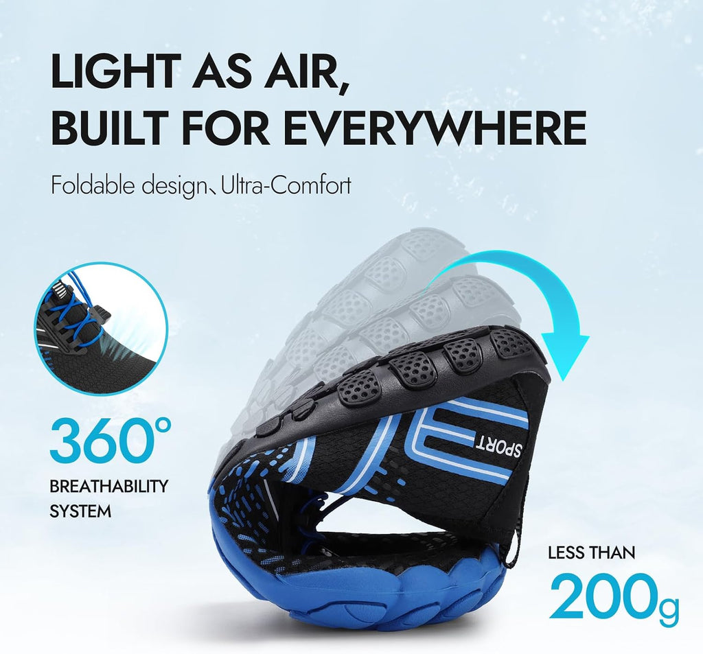 Hiking Barefoot Water Shoes for Women Men Beach Swim Pool Quick Dry | Aqua River Athletic Wide Toe Outdoor Sport