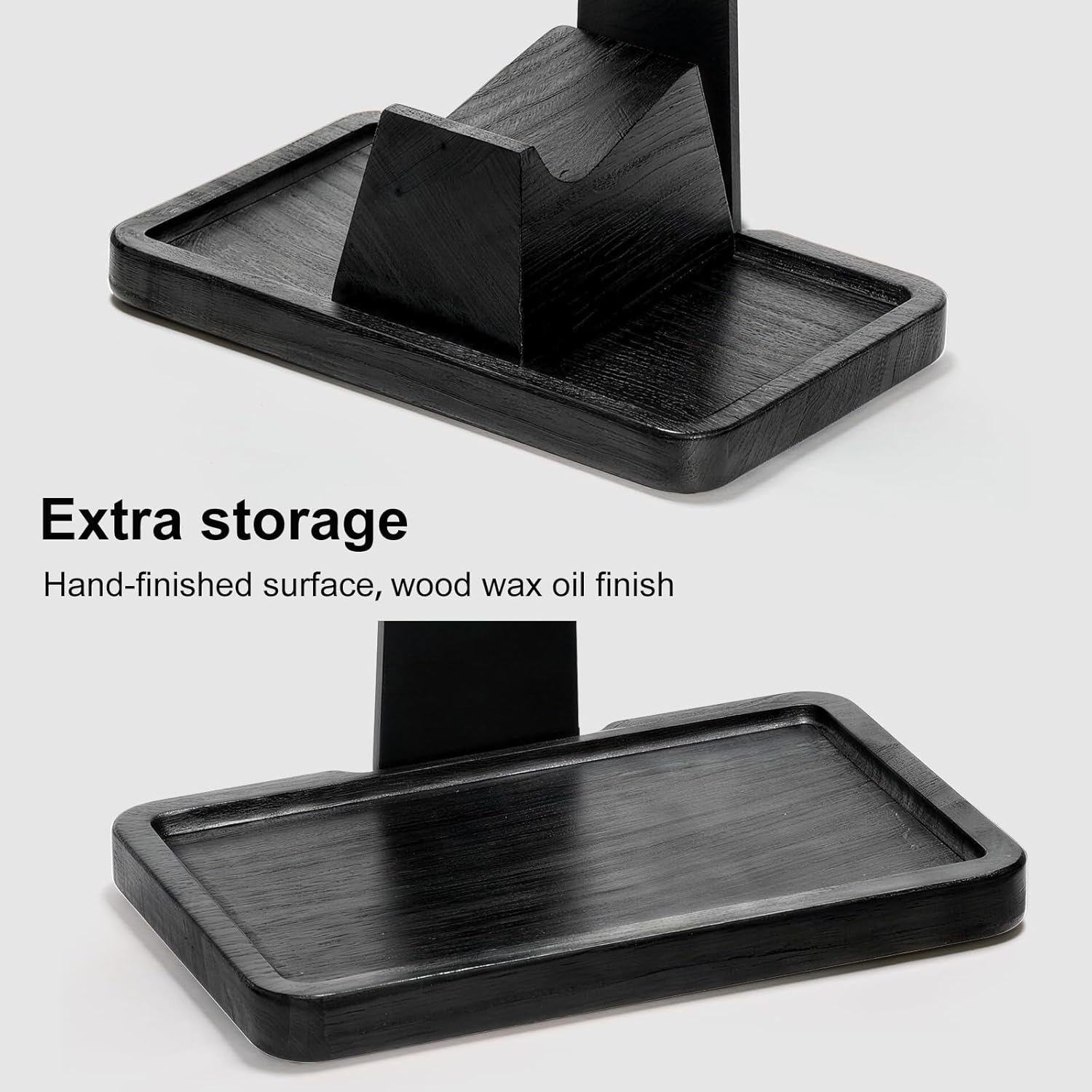 Solid Wood Headphone Stand with Controller Holder for Desk | Natural Solid Wood, Holds 1 Headset & 1 Controller