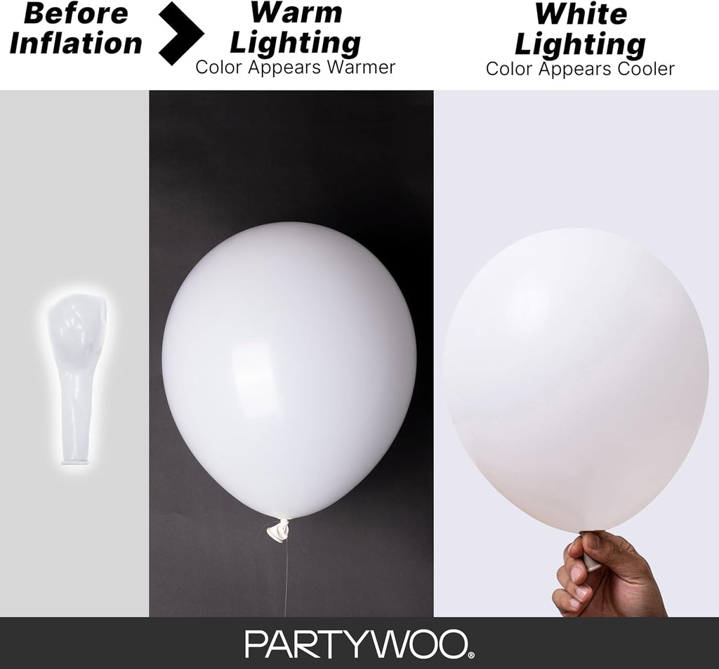 White Balloons 140 pcs Different Sizes of 18 12 10 5 Inch White Balloons Arch Kit Garland for Wedding Baby Shower
