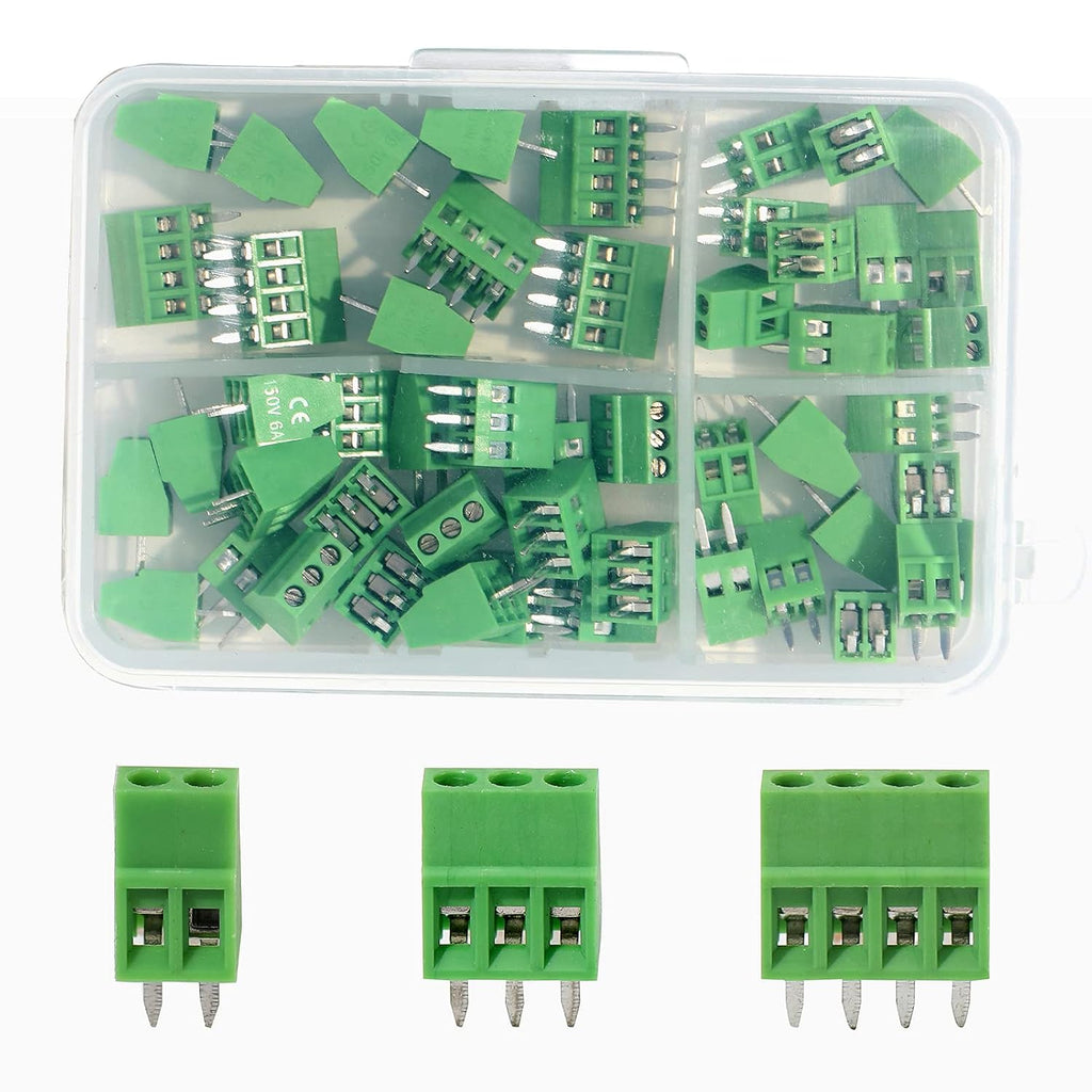 50PCS 2.54mm 0.1" Pitch PCB Mount Screw Terminal Block Connector