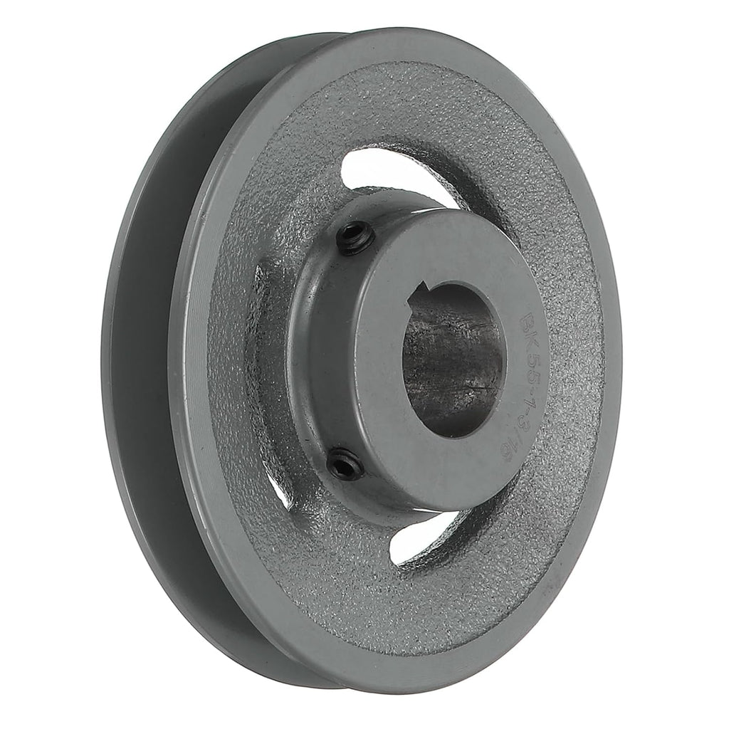 uxcell BK55-1 3/16 V-Belt Sheave 1-3/16"Bore 5.25"OD Single Groove Web Sheave Bored-to-Size Sheave, Cast Iron, Belt Section for 3L or B Belt