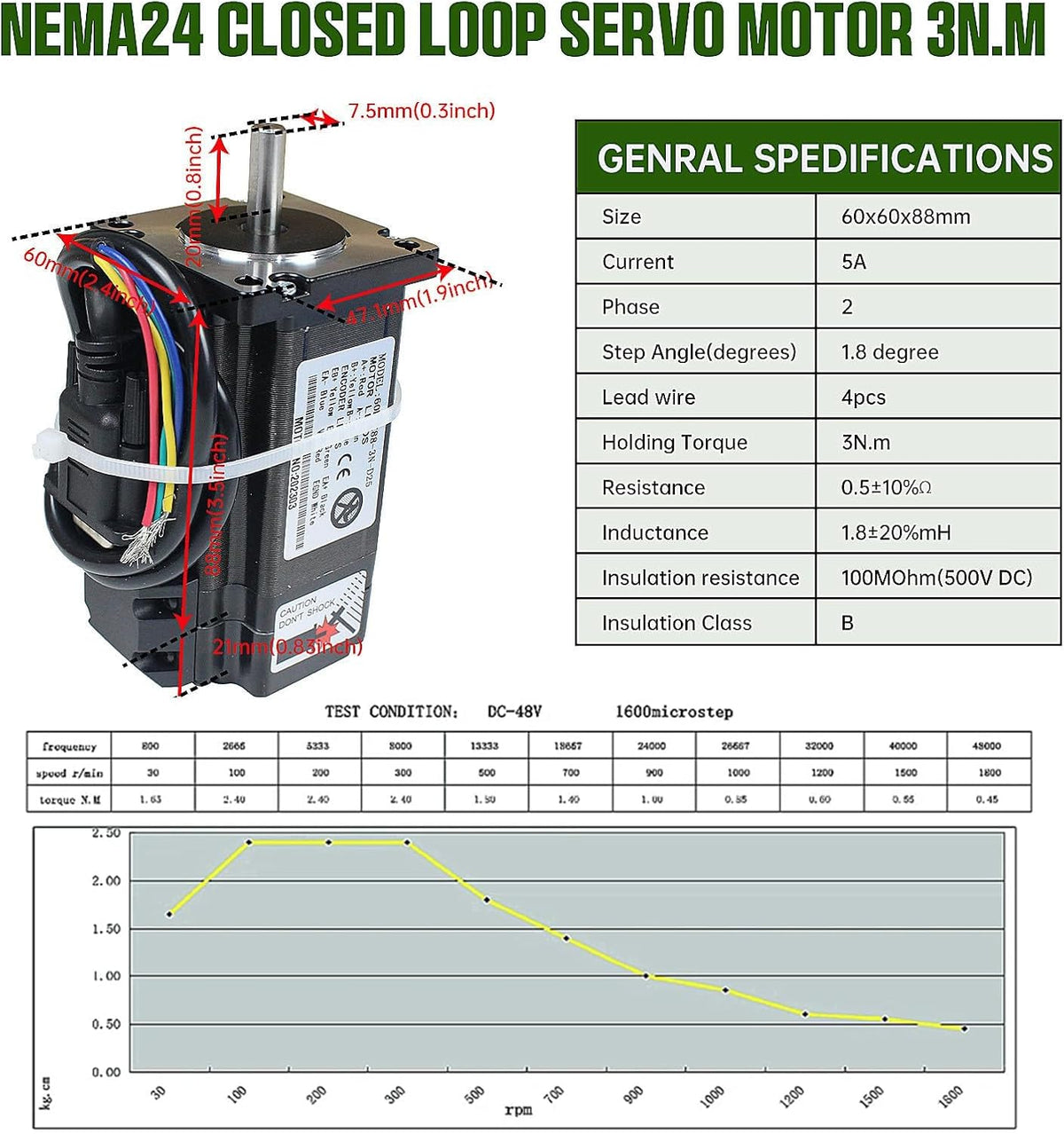 RATTMMOTOR Nema24 3N.m Closed Loop Servo Motor Driver Controller CNC Kit